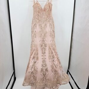 Cinderella Divine‎ Rose Gold Sequin Mermaid Prom/Quinceanera  Gown Dress Size 6